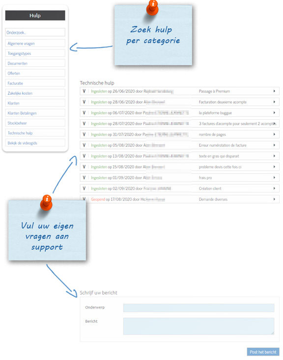 Hulp, FAQ en technische ondersteuning